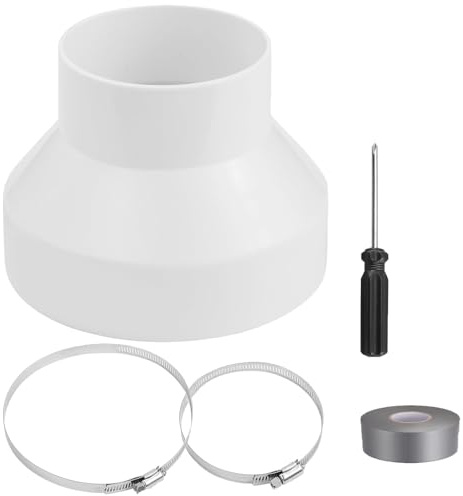 Adattatore per Tubo 150 mm a 100 mm, Riduttore Condotto in ABS con 2 Fascette in Acciaio Inox, Riduttore Ventilazione per Cappa Cucina Aspirante Condizionatori Condotti di Ventilazione