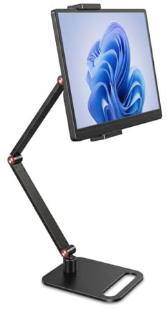 ZVOIYKM Portable Monitor Stand for Desk, Extra Tall Adjustable Tablet Holder (Max 40cm-17 Height), Aluminum 360° Swivel Arm Mount for 6-17 Screens, Fits 12.9 inch iPad Pro & Portable Displays