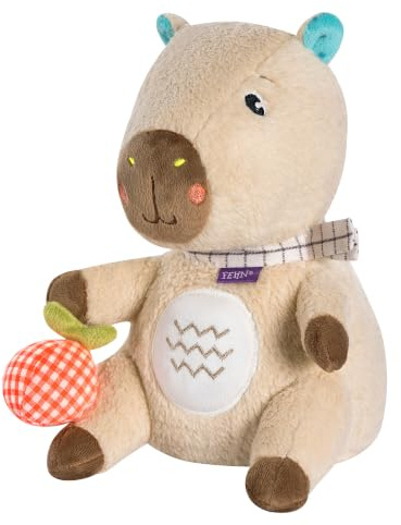 Fehn Nachtlicht Capybara Clara – Schlummerlicht & Einschlafhilfe für Babys | Kuscheltier mit Glow-in-the-Dark-Bestickung & Nachtlicht-Modul – für Kleinkinder ab 0 Monaten