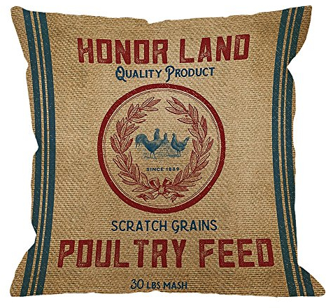 HGOD DESIGNS Kissenbezug, Vintage-Stil, Jute, Geflügelfutter, Baumwollleinen, quadratischer Kissenbezug, Standard-Kissenbezug für Männer und Frauen, Heimdekoration, Sofa, Wohnzimmer, 45.7 x 45.7 cm