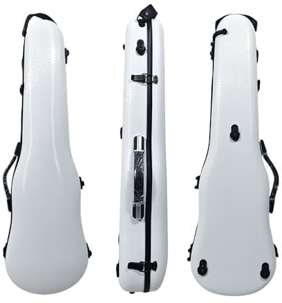 yinfente Violinenkoffer für 4/4 Violine in voller Größe, aus Kohlefaser, leicht, stark, Weiß