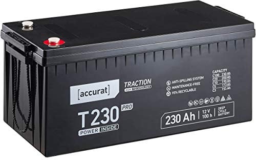 Accurat Traction T230 Pro AGM Bleiakku -12V, 230Ah, +30% Startleistung, wartungsfrei, zyklenfest -VRLA Batterie, Bootsbatterie,USV Batterie,Versorgungsbatterie, Solarbatterie,Blei Batterie für Camping