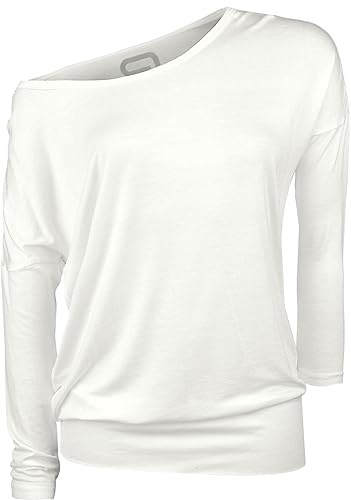 RED by EMP Fast and Loose Langarmshirt Damen - Schwarzes Longshirt mit U-Boot-Ausschnitt & Weitem Schnitt - Lässiges Damen-T-Shirt aus Viskose, exklusiv bei EMP