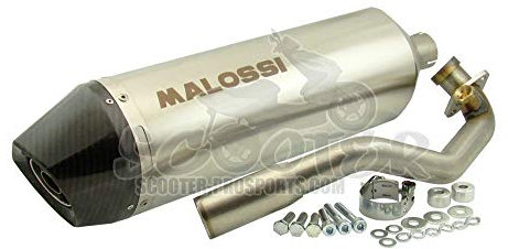 Malossi Pot d'échappement de course RX avec catalyseur pour Piaggio 300 MP3 Yourban i.e. (´11-) 4T, LC argent, amortisseur : acier inoxydable, avec norme E, avec embout carbone