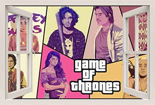 Unified Distribution Game of Thrones - GTA - Wandtattoo mit 3D Effekt, Aufkleber für Wände und Türen Größe: 92x61 cm, Stil: Fenster