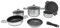 Gimex 9 TLG. Camping Kochtopfset 22cm Alu Aluminium mit Induktion Silber Metallic