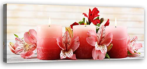 Feeby Tableau déco mural zen Image moderne fleurs rose 90x30 cm