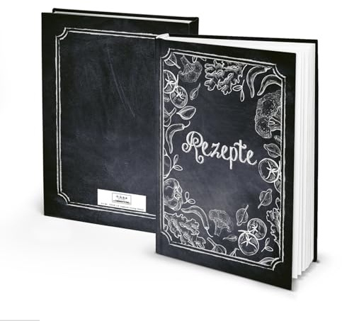 Logbuch-Verlag Rezeptbuch zum Selberschreiben A4 schwarz weiß Geschenk Geburtstag 164 Seiten leeres Buch für Rezepte