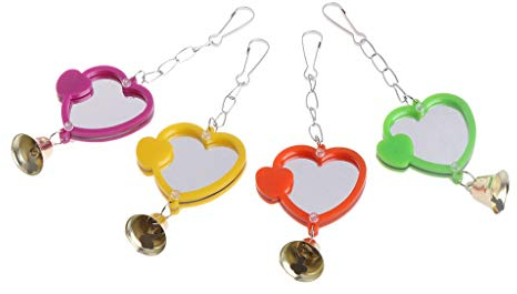 Ogquaton Lustige Mini Vogel Spiegel Spielzeug mit Glocke Stehen Spiegel Papageien hängen Spielen Spielzeug Premium-Qualität