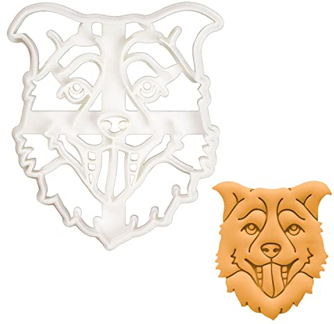 BAKERLOGY Border Collie Face Cookie Cutter - Detailed Biscuit Cutter Design for Baking and Crafts, Ideal on Fondant, Dough, Clay