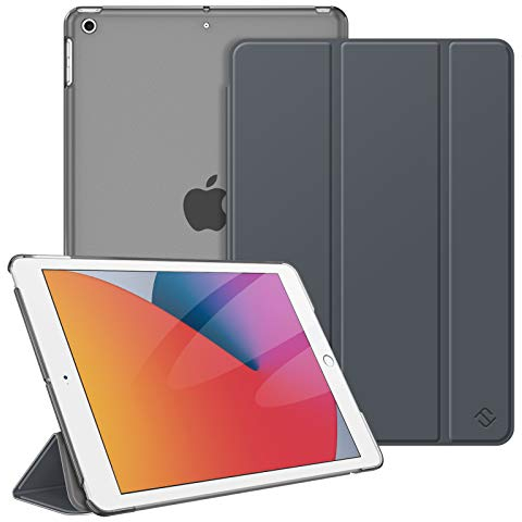 FINTIE Coque Compatible avec iPad 10.2 Pouces 9e/8e/7e Génération (2021/2020/2019) - Etui Fin Léger Housse Arrière Transparente Mate, Gris Sidéral