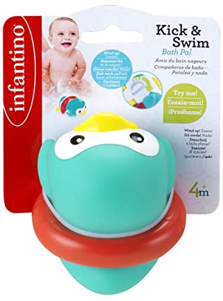 Infantino Kick & Swim Badespielzeug für Babys ab 4 Monaten, Pinguin, mehrfarbig, IN305094