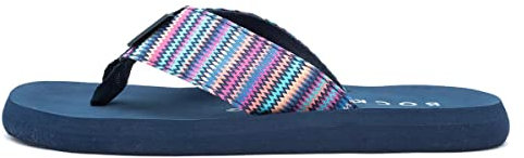 Rocket Dog Adios Stark Womens Striped Flip Flop - Size 8 UK - Blue