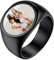 U7 Schwarzer Ring für Männer Siegelring mit Foto Herren Oval Ringe mit Gravur Edelstahl Ringe Herren Schwarz Fingerring Statement Ring Men Memorial Bandring Statement-Ring Schmuck für Valentinstag
