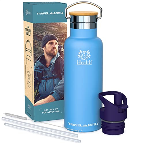 LG Luxury & Grace Borraccia Termica in Acciaio Inox 500 ml. Bottiglia d'Acqua Sportiva con Cannuccia. Borsa Portabile in Neoprene. Thermos Sottovuoto per Caldo e Freddo. Senza Perdite & BPA Free.