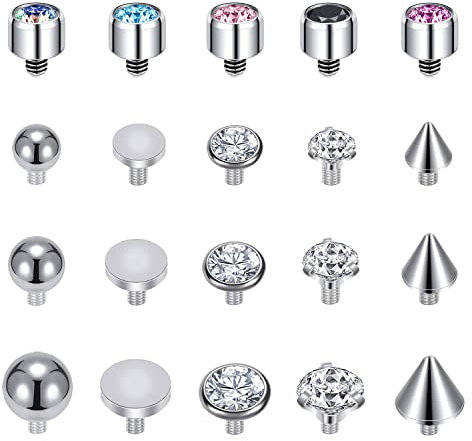 ZS 16G Edelstahl Dermal Anchor Piercing Diamant Dermal Aufsatz Ersatz CZ Haut Microdermal Piercing Schmuck für Männer Frauen (A)