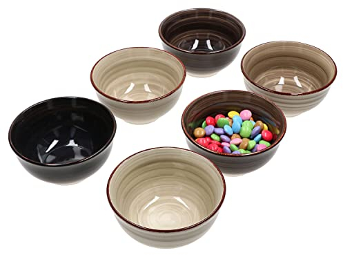 MamboCat Grey 6er Set Snack- & Dip-Schälchen I Ø 12 cm I 200 ml I 6 Personen I Kompott-Schale, Dessert-Schüssel, Mini-Bowl I für Antipasti & Co I 6 Grau-Töne I Steingut