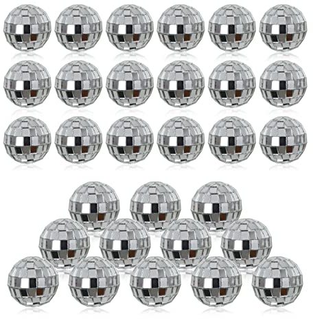 30 Stück kleine Spiegel-Discokugel 3 cm 1,18 Zoll Durchmesser, Weihnachtskugel-Ornamente, Kuchenparty, Bühnendekoration, Disco-Spiegel, reflektierende Kugel (Silber)