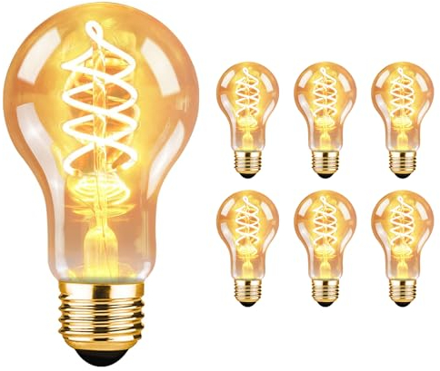 GBLY 6x Edison Vintage Glühbirne E27 4W LED Retro Edison Glühlampe LED Dekorative Filament Lampen A60 Warmweiß Antike Bulb Ideal für Nostalgie und Retro Beleuchtung im Haus Café nicht dimmbar