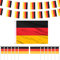 AhfuLife Deutschland Flagge Deko Set, 90x150cm Deutschland Flagge, 12m Deutschland Fahnenkette und 12 Stück Mini Deutsch Klein Flagge für Eurovision Damen Fußball EM 2025 Bar Party Deko