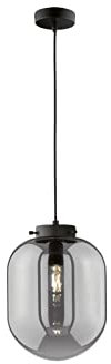 Auffällige LED Pendelleuchte Ø 18cm Retro Design mit Rauchglas - Kugellampe Industrial