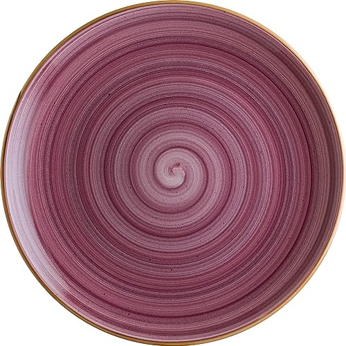 Bonna 6x Aura Blackberry Gourmet flacher Teller rund 25cm 3cm hoch Lila Creme Beerenton Porzellan ABBGRM25DZ Speiseteller Essteller Tafelservice Geschirr