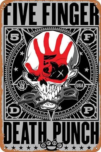 RMLYUSR Five Finger Death Punch Art Poster Wanddekoration 20,3 x 30,5 cm Vintage Metall Aluminium Neuheit Blechschild Dekor Männerhöhle Schilder