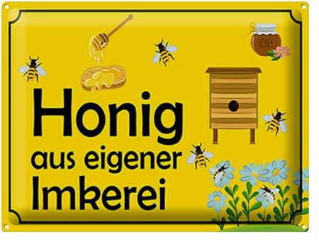 FEMER Blechschild Hinweis 40x30cm Honig aus eigener Imkerei