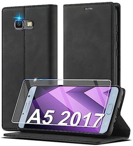 Handyhülle für Samsung Galaxy A5 2017 Hülle Leder[Mit Schutzfolie]für Samsung A5 2017 Hülle Klappbar Leder Flip Wallet Stoßfeste Case Schutzhülle Klapphülle für Samsung A5 2017 Hülle Holster（5,2 Zoll）