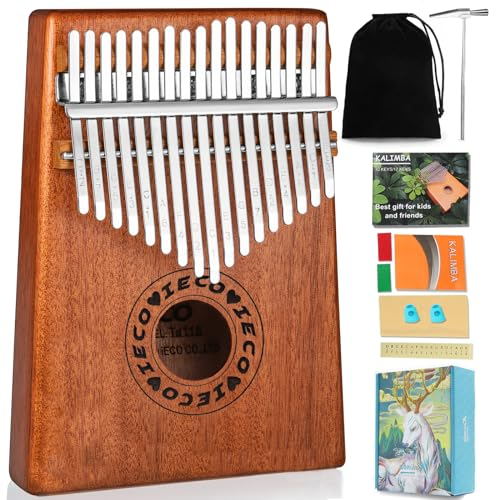 17 Schlüssel Kalimba Instrument Tragbares Daumenklavier für Kinder Erwachsene Mahagoni Marimba mit Songbook
