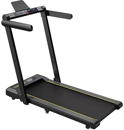 Tapis Roulant Elettrico Pieghevole 16 km/h, Doppio Display LED, 12 Programmi, Cardiofrequenzimetro, APP e Telecomando, Macchina per Camminare e Correre per Esercizi di Fitness da casa al Coperto