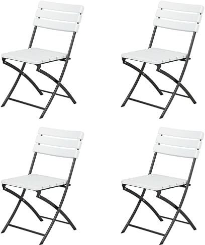Totò Piccinni Sedia PANAMA da Giardino Pieghevole struttura in metallo effetto legno per PIC-Nic campeggio casa giardino (4 Pezzi, Bianco)
