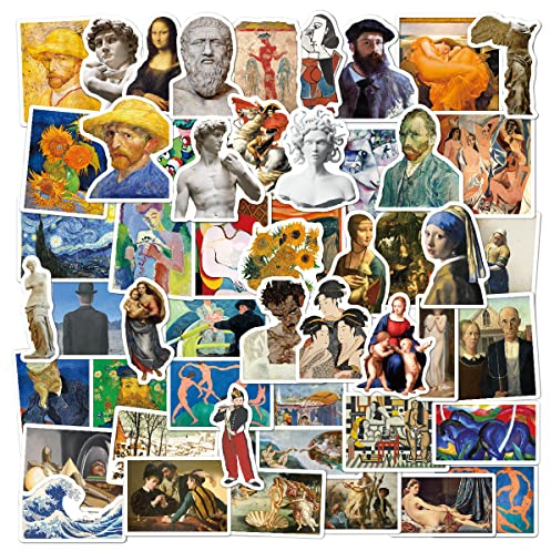 ZELAITE 50 PCS Sticker Renaissance Kunst Aufkleber für Laptop, Telefon, Wasserflasche, Skateboard, Koffer, Gitarre, Pad, niedliche ästhetische Vinyl Aufkleber, Wasserdicht, Scrapbook Aufkleber (A)