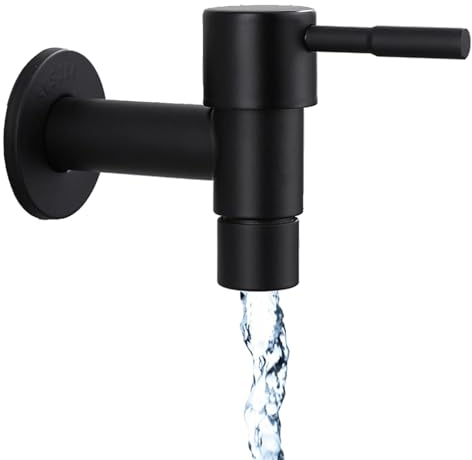 Wasserhahn Bad Schwarz Outdoor Garten Wasserhahn Mop Pool Wasserhähne Wasserhahn Wandmontage Wasserhahn Kaltwasser Garten Wasserhahn Für Badezimmer, Waschbecken, Balkon, Küche (Schwarz)