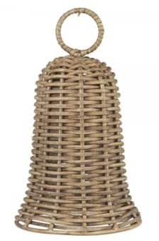 IB Laursen Große Glocke, H: 16,5 Ø: 10, Metall, Rattan, Weihnachten