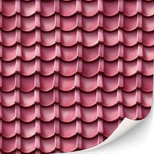 3 Blatt Selbstklebende Dachziegel und Dachschindeln für Puppenhäuser Maßstab 1:12 (Pinke Dachziegel)