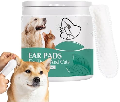 Dog Ear Wipes - 50 Finger Pads | Stop Itching - Dirt, Wax & Clean Dirty Ears Easily | Dog Ear Cleaning Finger Wipes For Easy Cleaning Of Dogs Ears