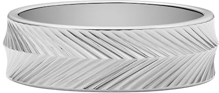 FOSSIL Damen-Edelstahlband Ringe, 7, Metallisches Silber