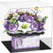 RSDHFLY Flower Bouquet Building Blocks Model Set, DIY Rose Handheld Gift Box, Rose Bouquet Bonsai Building Block Toy, Suitable for Adults and Kids (Purple with Cover)