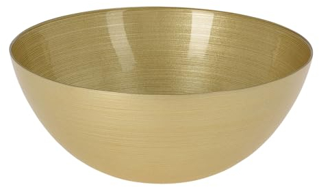 HAC24 Cuenco de cristal redondo de 28 cm, diseño dorado, para frutas, ensalada, 3,6 L