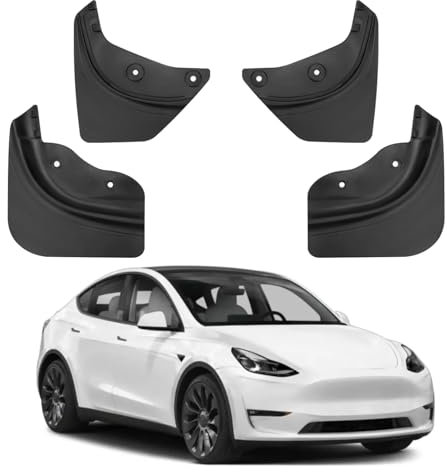 TTCR-II Compatible with Tesla Model Y Mud Flaps Clips, 4PCS Mud Splash Guards for Tesla Model Y 2019 2020 2021 2022 2023 2024 2025 Exterior Accessories Fender Mudflaps without Drilling