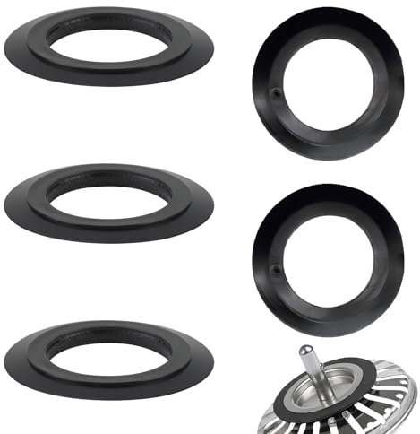 5pcs Joints Bonde Lavabo, Joint Evier Cuisine - Rubber Seal de Remplacement du Sink Plug Strainer, 54mm Extérieur, 32mm Intérieur, pour Bonde de Lavabo et Panier à Tamis, Noir