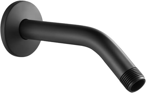 Braccio doccia nero con flangia, braccio di estensione in acciaio inox per soffione doccia fisso, prolunga per soffione doccia a parete (nero)