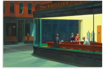 OqcEha Edward Hopper berühmtes Gemälde-Poster (Nighthawks), dekoratives Gemälde, Leinwand, Wandkunst, Wohnzimmer, Schlafzimmer, 50 x 75 cm