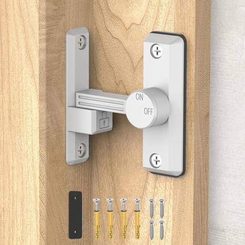 Mixizigoz Loquet de porte de grange, loquet de porte coulissante rabattable à 90/180 degrés, serrure de porte de sécurité à deux volets pour garage, chambre, armoire, grange, verrou de porte de