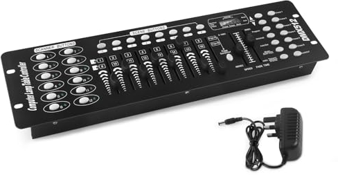DMX 512 Controller 192 Kanäle Konsole, DJ Licht Controller Konsole 240 Szenen für MINI DMX-Controller DMX-Lichtpult Party DJ Disco Moving Head Licht Bühnen Lampe Operator Ausrüstung (Schwarz)