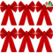 JOYIN - Juego de 6 lazos de Navidad de terciopelo rojo, 33 cm de largo y 22,9 cm de ancho para árbol, grandes lazos decorativos de Navidad para decoración de Navidad interior y exterior, coronas