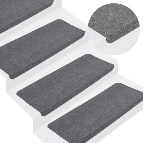 Sufrk Stufenmatten Selbstklebend 15 STK. 65x24,5x3,5 cm Grau Rechteckig Stufenmatten Schmal Treppenteppich Selbstklebend