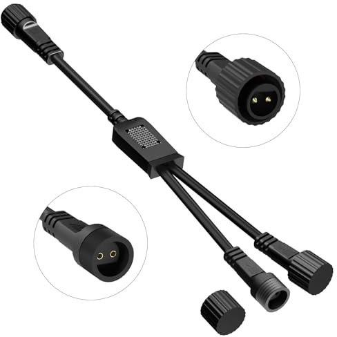 BOLWEO Y Verteiler für Lichterketten, 2Pin Weihnachtsbeleuchtung 2 Wege Splitter Kabel, IP65 Wasserdichtes Verlängerungskabel Anschluss für Innen Außen Gartenbeleuchtung, G40 Globus Lichter
