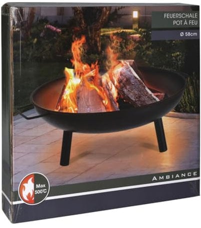 Garten-Feuerstelle Ø 58 cm: Ideal zum Aufwärmen Ihrer Abende im Freien. Genießen Sie Braten und Treffen mit Freunden, schaffen Sie eine gemütliche Atmosphäre voller guter Gesellschaft.